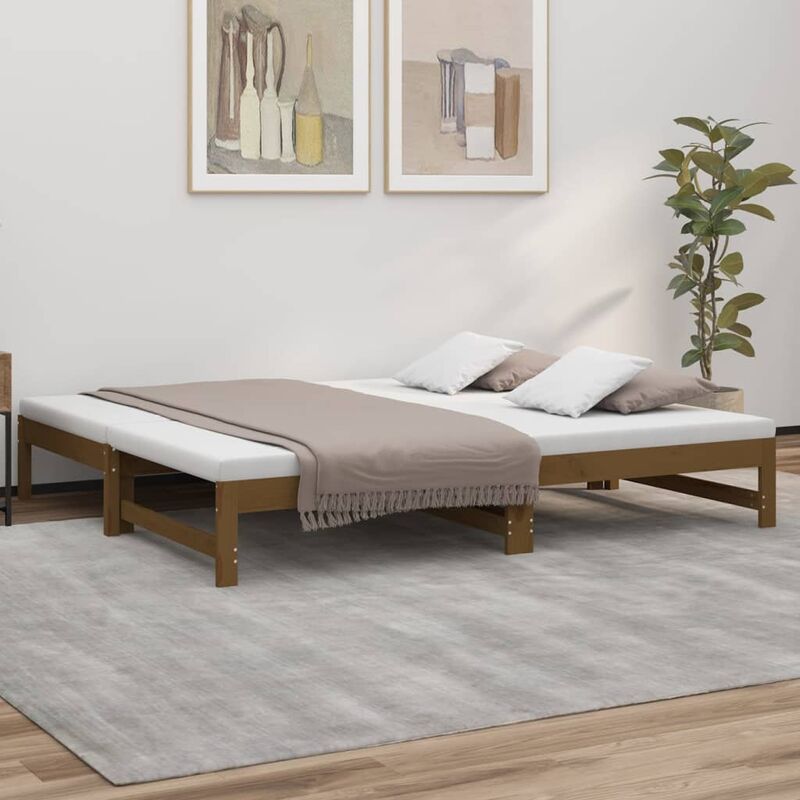 Unico Design Dormeuse Estraibile Miele 2x(90x190) cm Legno Massello di Pino  195,5x179x30 cm Magnifico it - Marrone47269