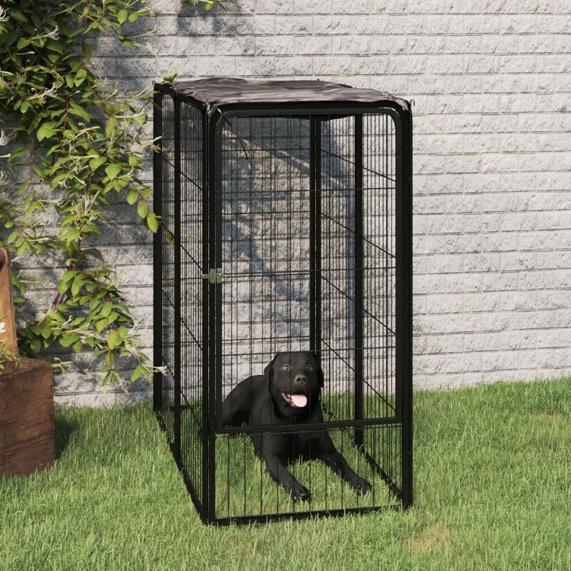 PawHut Box per Cani, Recinto per Animali, 6 Pannelli con Porta e Doppi  Fermi, 70x62cm