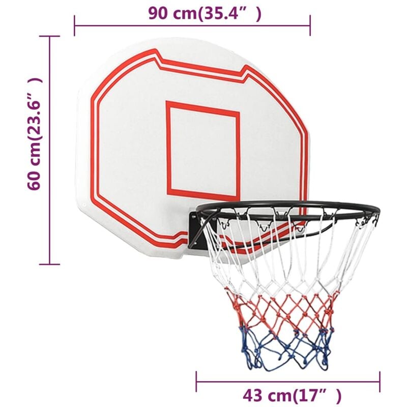 Tabellone canestro basket da muro 90x60 cm