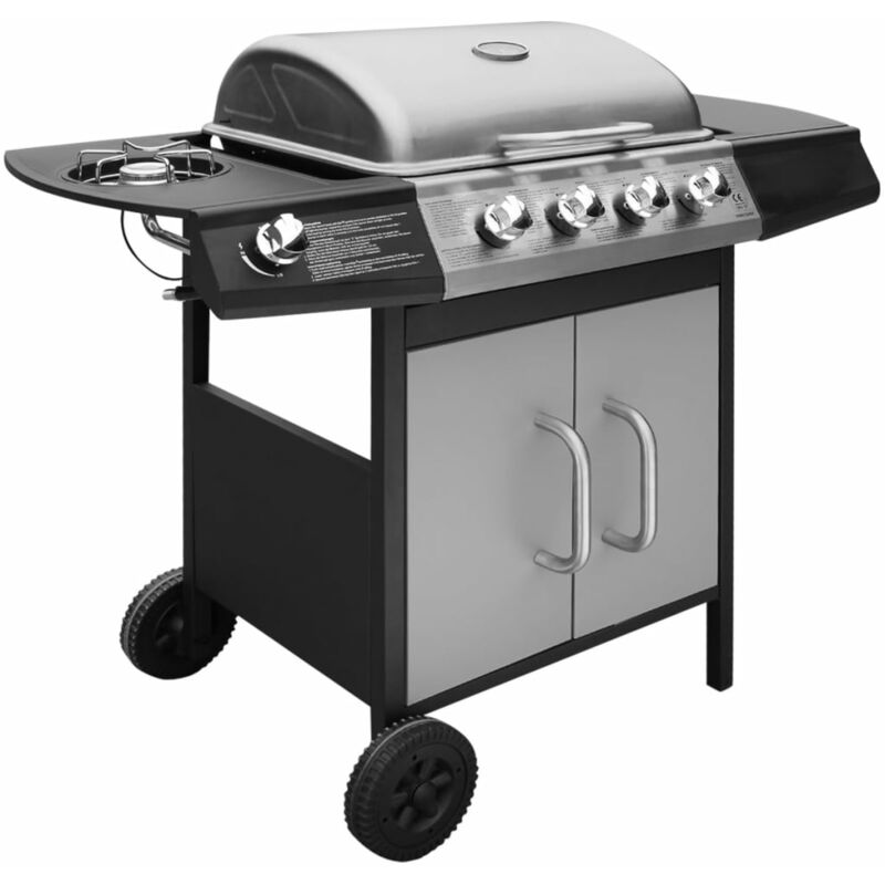 Unico Design Barbecue e Griglia a Gas 4+1 Fornelli Nero e Argento  104x55,4x97,7 cm Magnifico it - Argento76554