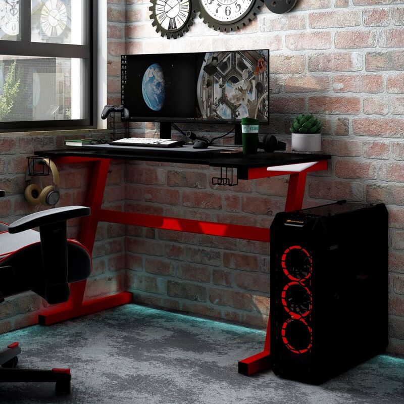 COSTWAY Gaming Desk Scrivania da Gioco Tavolo da Gioco con Luci