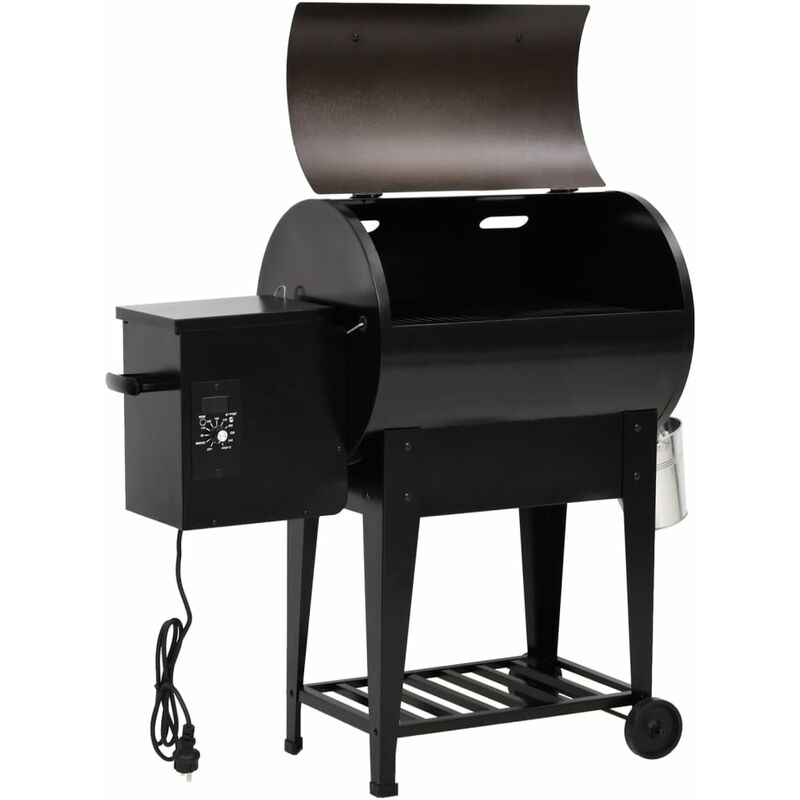 Piastra Grill Elettrica con Gambe d'Appoggio Portatile Rettangolare Nera  38x22