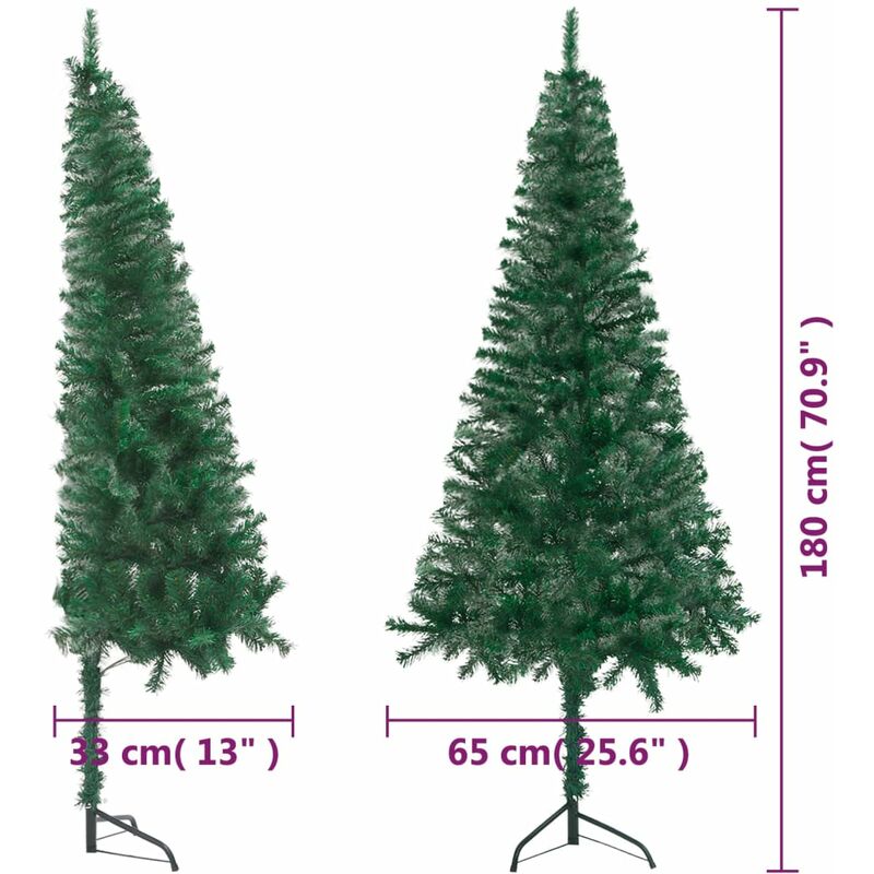 180 x 65 cm Albero di Natale Artificiale ad Angolo con Supporto Verde 180 cm  PVCMAISON DECO - Verde