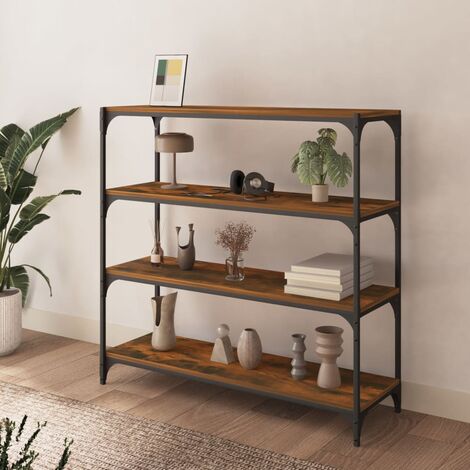 Libreria a Scala Rovere Fumo 107 cm in Legno Multistrato