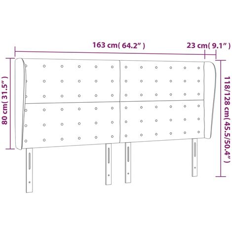 Unico Design Testiera ad Orecchio Grigio Chiaro 163x23x118/128 cm in  Velluto 163x23x118/128 cm Magnifico