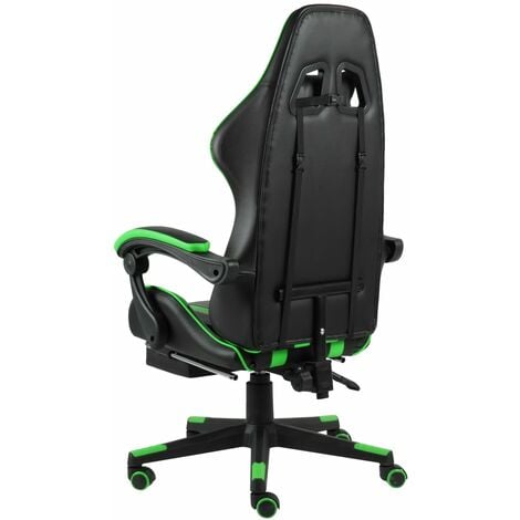 Unico Design Sedia da Gaming con Poggiapiedi Nero e Verde in Similpelle  62x69x(115-130) cm