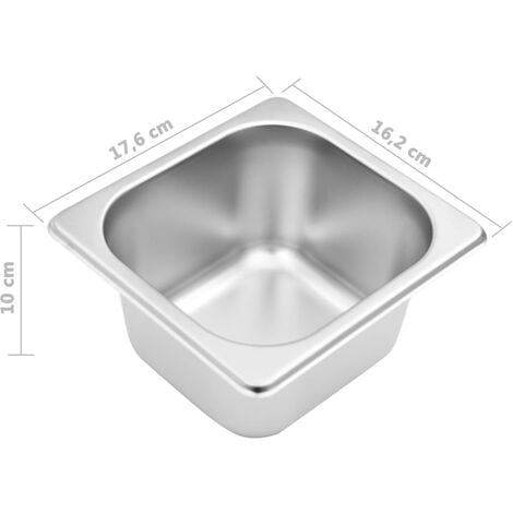 Unico Design Supporto Gastronorm con 8 Contenitori GN 1/6 in Acciaio Inox  66,8x40x25 cm