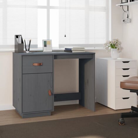 Unico Design Scrivania Grigia 95x50x75 cm in Legno Massello di Pino 95x50x75 cm Magnifico it - Grigio71078