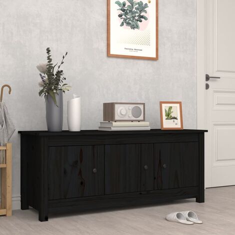 Unico Design Scarpiera Nera 110x38x45,5 cm in Legno Massello di Pino  110x38x45,5 cm Magnifico it - Nero38569