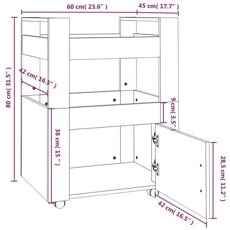 Carrello cucina bianco metallo salvaspazio slim 68 x 40 x 70 cm