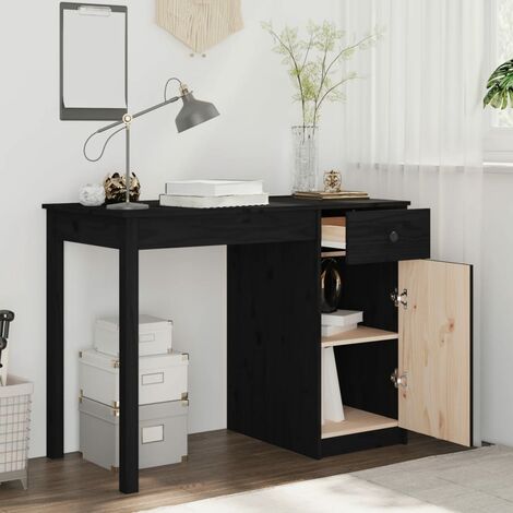 Unico Design Scrivania Nera 100x50x75 cm in Legno Massello di Pino 100x50x75 cm Magnifico it - Nero27563
