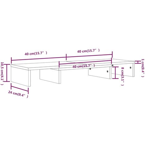 Supporto per Monitor 80x24x10,5 cm in Legno Massello di Pino