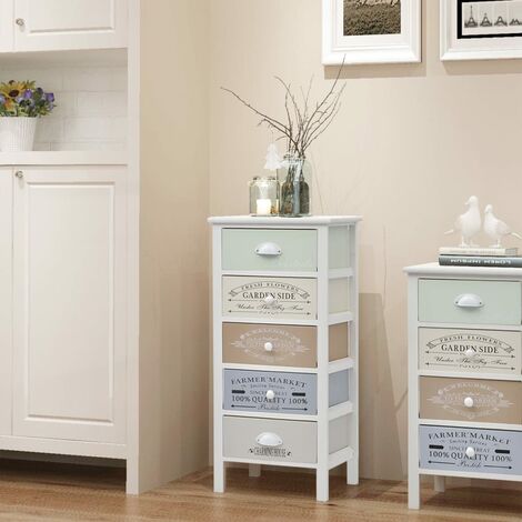 Cassettiera settimino in legno colore bianco shabby 150 cm - Le Chic  Arredamenti