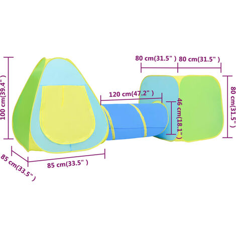 Unico Design Tenda da Gioco per Bambini con 350 Palline Multicolore  80x80x80 cm Magnifico it - Multicolore91286