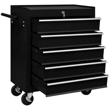 Carrello Cassettiera Mobile Portautensili 6 Cassetti Vuoto Nero