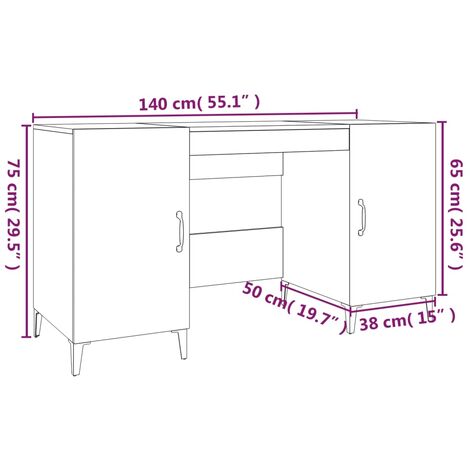 Unico Design Scrivania Nera 140x50x75 cm in Legno Multistrato 140x50x75 cm  Magnifico it - Nero34516