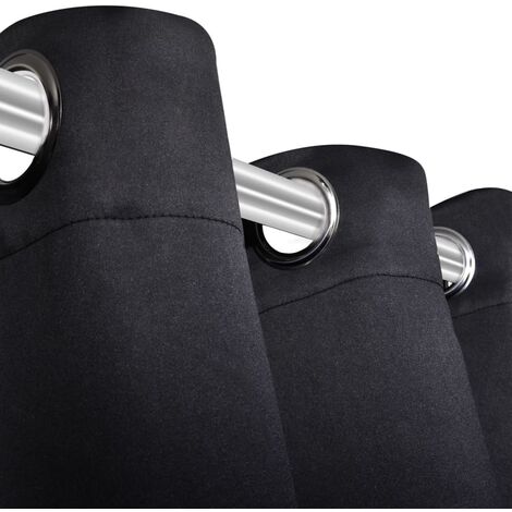 Unico Design 2 Pz Tende Oscuranti con Occhielli in Metallo 135x175 cm Nere  135x175 cm Magnifico