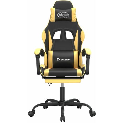 Unico Design Sedia da Gaming Girevole con Poggiapiedi Nero e Oro Similpelle  57,5x59,5x(121x131)