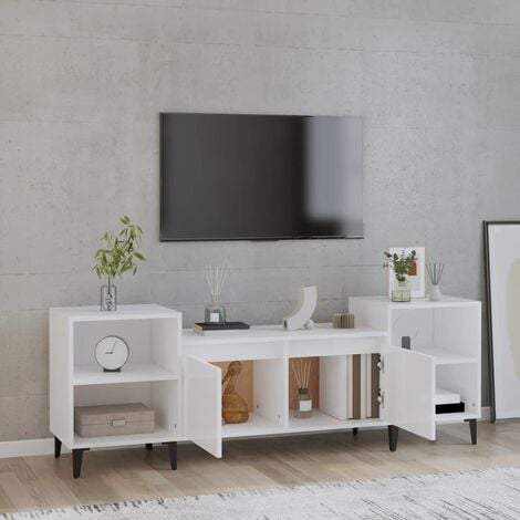 Carrello porta per tv piatta fino 42'' con ruote bianco lucido