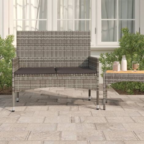 Panchine da Giardino con Cuscini 2 pz in Plastica Grigio