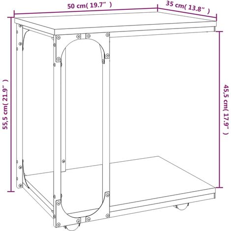 Unico Design Tavolino con Ruote Grigio Sonoma 50x35x55,5cm Legno