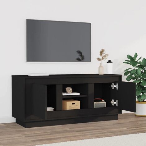 VidaXL Mobile tv con ruote nero 90x35x35 cm in legno multistrato