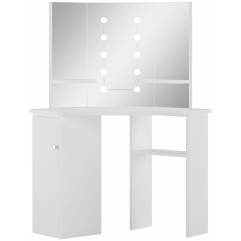Unico Design Toeletta Tavolino da Trucco ad Angolo con Luce LED Bianco  111x54x141,5 cm Magnifico