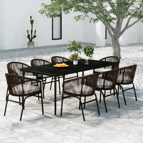 Unico Design Set Mobili da Pranzo da Giardino 9 pz Marrone 200x100x74 cm  Magnifico it - Marrone16475