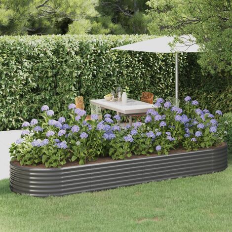Unico Design Letto Giardino Acciaio Verniciato a Polvere 322x100x36cm Grigio 322x100x36 cm Magnifico it - Grigio72095