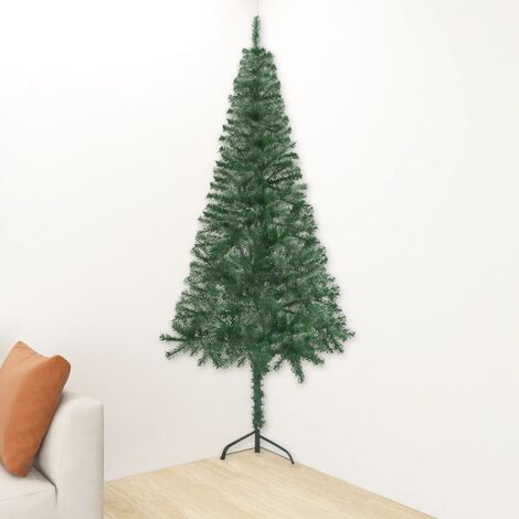 Unico Design Albero di Natale Artificiale ad Angolo con Supporto Verde 150 cm  PVC 35x17,5