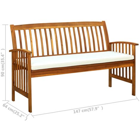 Unico Design Panchina da Giardino con Cuscino 147cm Legno Massello di  Acacia 147x64x90 cm Magnifico it 