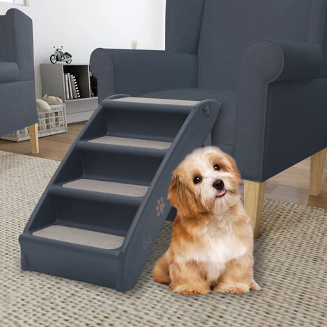 EASYCOMFORT Scaletta per Cani a 3 Gradini con Tappeto Antiscivolo e Spazio  Interno, 40.5x44.5x38cm, Grigio