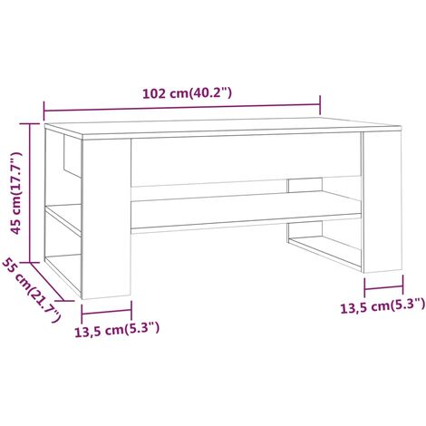 Unico Design Tavolino da Salotto Rovere Sonoma 102x55x45cm Legno Multistrato  102x55x45 cm Magnifico it - Marrone76664
