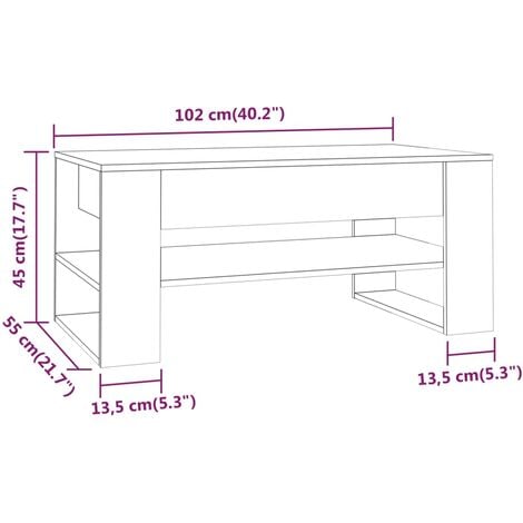 Unico Design Tavolino Salotto Rovere Anticato 102x55x45 cm Legno  Multistrato 102x55x45 cm Magnifico it - Marrone12120