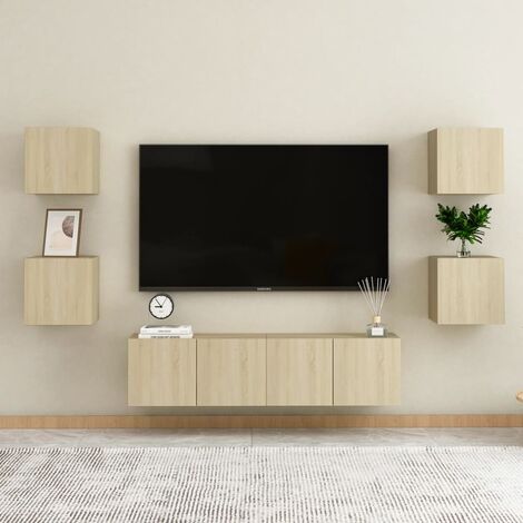 Unico Design Set Mobile Porta TV 6 pz Rovere Sonoma in Truciolato 60x30x30  cm Magnifico it 