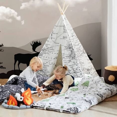 Unico Design Sunny Tenda da Gioco World Map Nera e Bianca 120x120x160 cm  Magnifico it - Multicolore20982