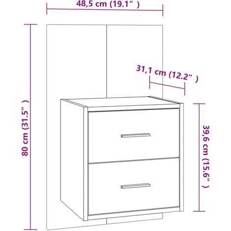 Unico Design Comodini a Muro 2 pz Grigio Sonoma 48,5x32,5x80 cm Magnifico  it - Grigio14673