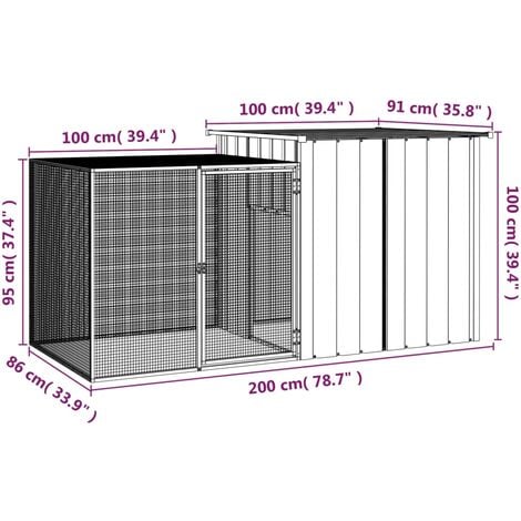 Unico Design Gabbia per Conigli Antracite 200x91x100 cm Acciaio