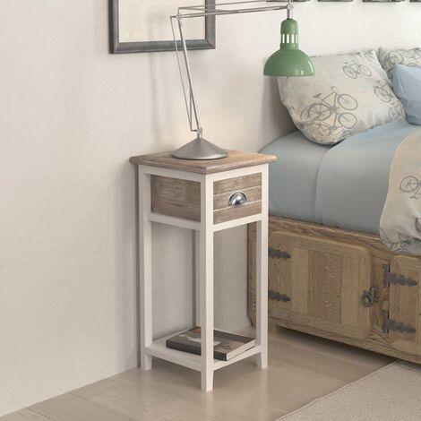 Unico Design Comodino con 1 Cassetto Marrone e Bianco 30x30x63 cm Magnifico  it - Marrone35460