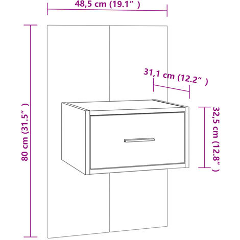 Comodini da Parete 2 pz Bianco e Sonoma in Legno Ingegnerizzato