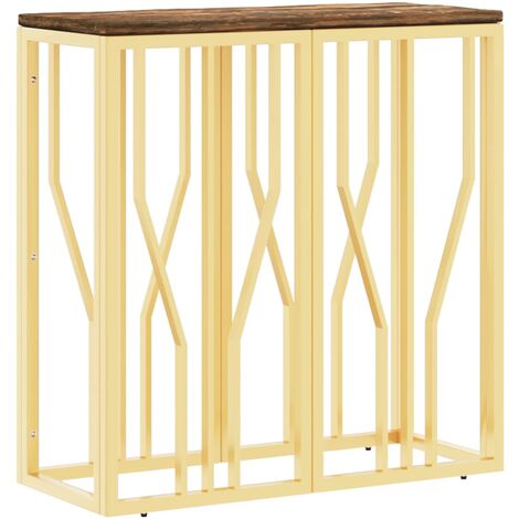 Unico Design Tavolino Salotto Oro in Acciaio e Legno Massello di Recupero  70x30x70 cm Magnifico it - Oro97951