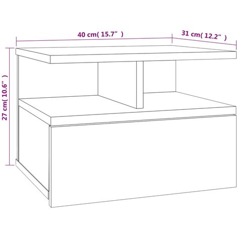 Comodini sospesi 2 pz Nero 40x31x27cm Truciolare