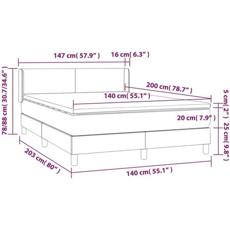 Giroletto a Molle con Materasso Blu Scuro 140x200 cm in Velluto