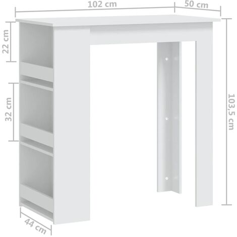 Tavolino da Bar con Ripiani Grigio Cemento 102x50x103,5 cm