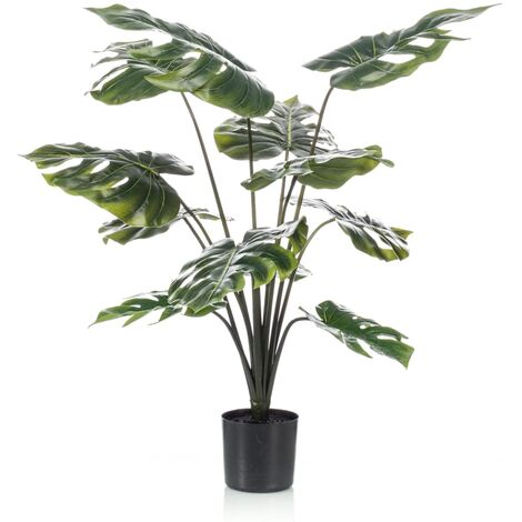 Pianta artificiale di monstera 170 cm con 16 foglie in vaso