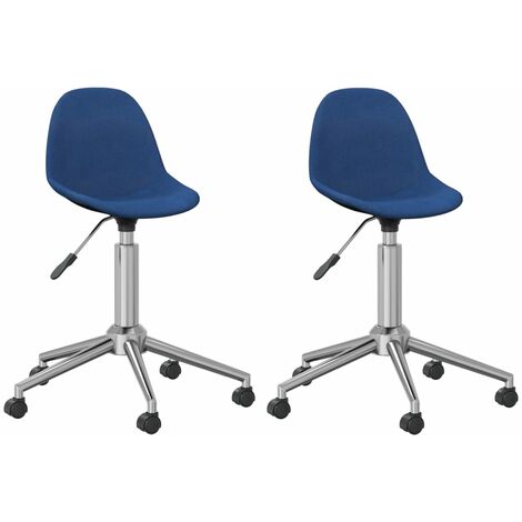 Unico Design Sedie da Pranzo Girevoli 2 pz Blu in Tessuto 43x45x(72,5-94,5)