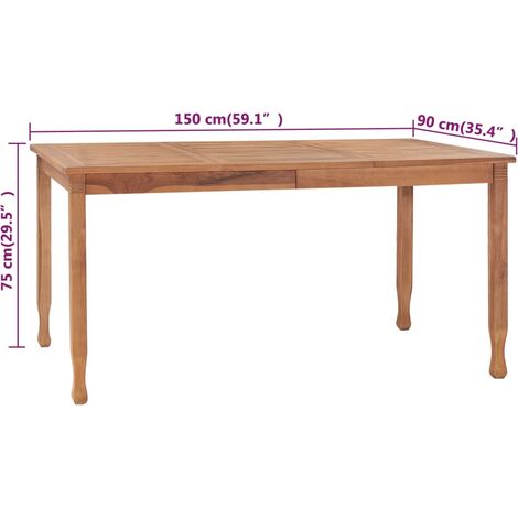 Unico Design Tavolo da Pranzo da Giardino 150x90x75 cm in Massello di Teak  150x90x75 cm Magnifico