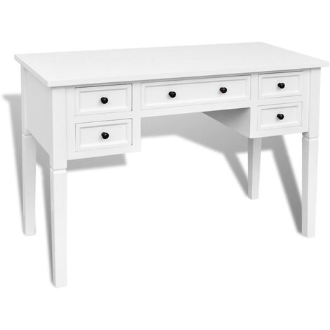 Scrivania a cinque cassetti, colore bianco, Misure 109 x 75 x 48 cm, Con  imballo rinforzato