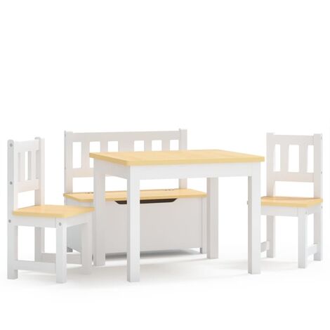 Set Tavolo e Sedie per Bambini 4 Pezzi Bianco e Grigio in MDF