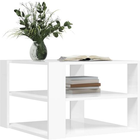 Unico Design Tavolino Salotto Bianco Lucido 59,5x59,5x40cm Legno  Multistrato 59,5x59,5x40 cm Magnifico